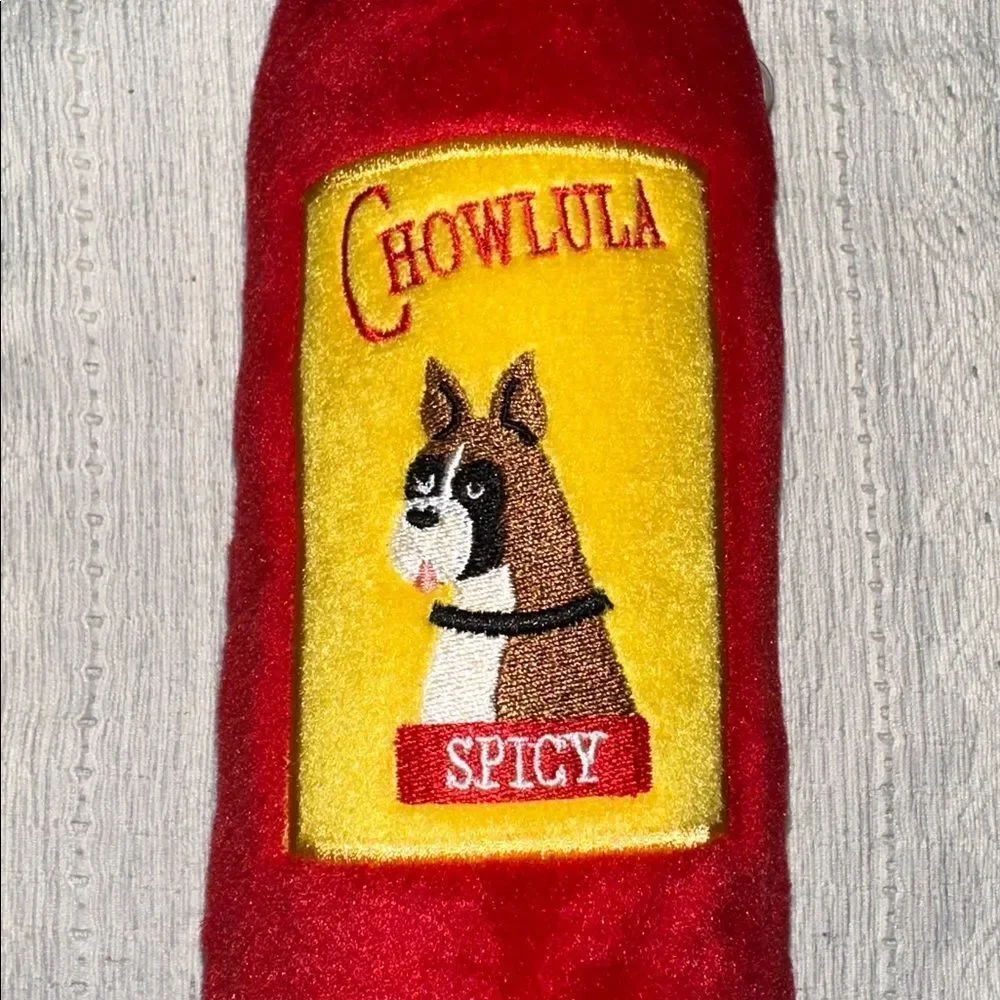 Zippy Paws Red Yellow Crusherz Chowlula Hot Sauce Plush Crinkle Dog Toy